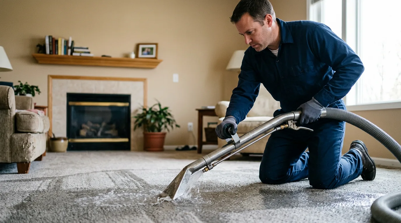 Water damage restoration technician working near Amelia, OH